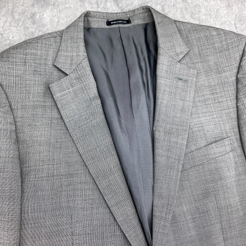 Pronto Uomo Blazer Men 44XLong Gray Double Vent Classic Career‎ Suit Jacket Wool